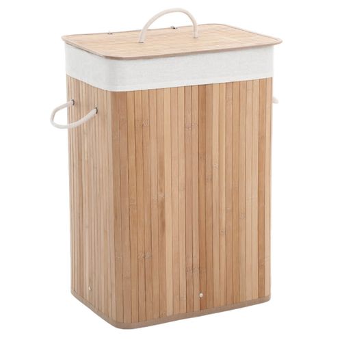 Panier à Linge En Bambou Corbeille à Linge 72 Litres Pliable Avec Sac Amovible Et Lav