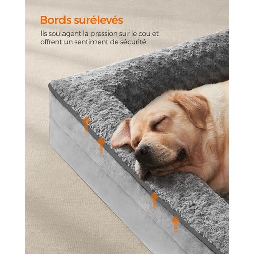 Panier Pour Chien Lit Pour Animal Orthopédique Mousse Alvéolée Bords Surélevés Rembou