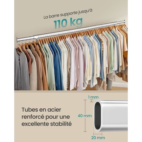 Portant à Vêtements Avec Roulettes Tringle Extensible Pour Charge Lourde Capacité