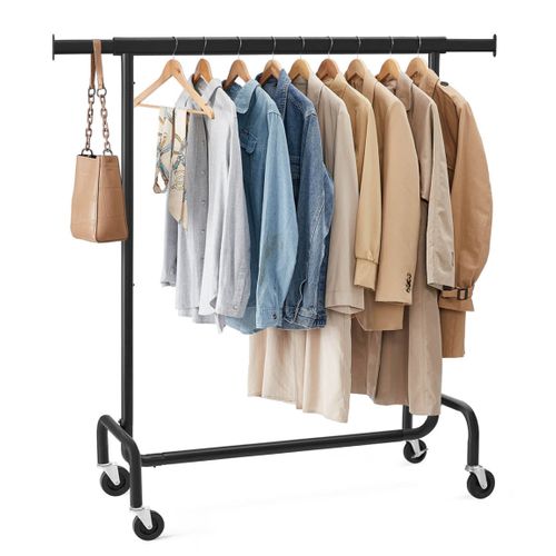 Portant à Vêtements Charge Max 130 Kg Télescopique Réglable Avec Roulettes Mètal