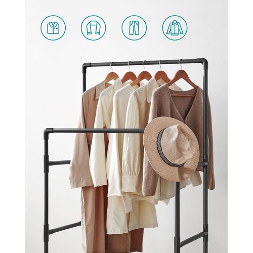 Portant à Vêtements Double Barre Portemanteau Penderie Organisateur En Métal