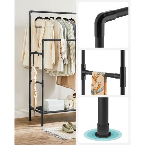 Portant à Vêtements Double Barre Portemanteau Penderie Organisateur En Métal