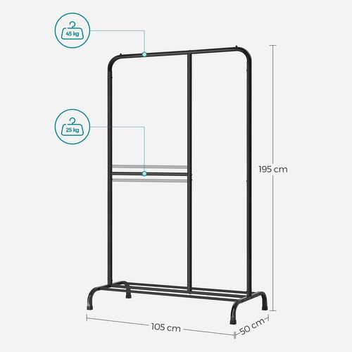 Portant à Vêtements Porte-manteau Penderie Charge 100 Kg Avec Tringle Réglable
