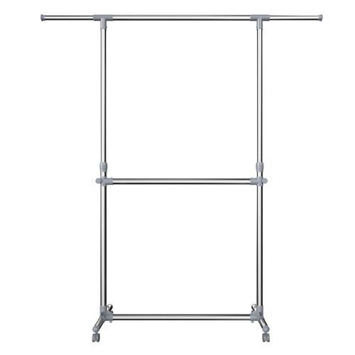 Portant Penderie à Vêtement Sur Roulettes Gris Hauteur: 113-198cm Tube En Fer Revêtu