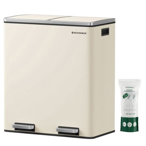 Poubelle 2 Pédales Poubelle Avec Double Compartiment 2 X 30 Litres Anti-traces