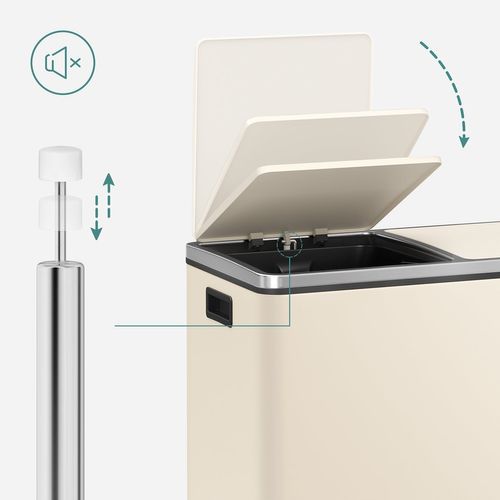 Poubelle 2 Pédales Poubelle Avec Double Compartiment 2 X 30 Litres Anti-traces