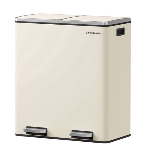 Poubelle 2 Pédales Poubelle Avec Double Compartiment 2 X 30 Litres Anti-traces