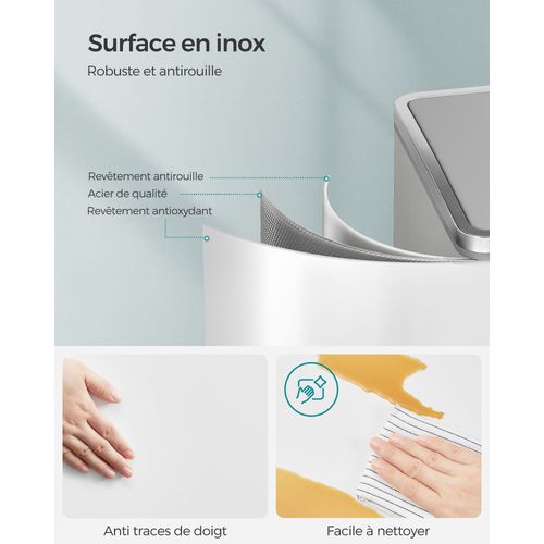 Poubelle 2 Pédales Poubelle Avec Double Compartiment 2 X 30 Litres Anti-traces