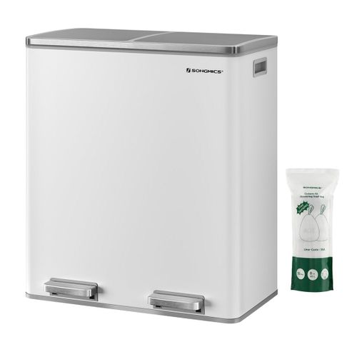 Poubelle 2 Pédales Poubelle Avec Double Compartiment 2 X 30 Litres Anti-traces