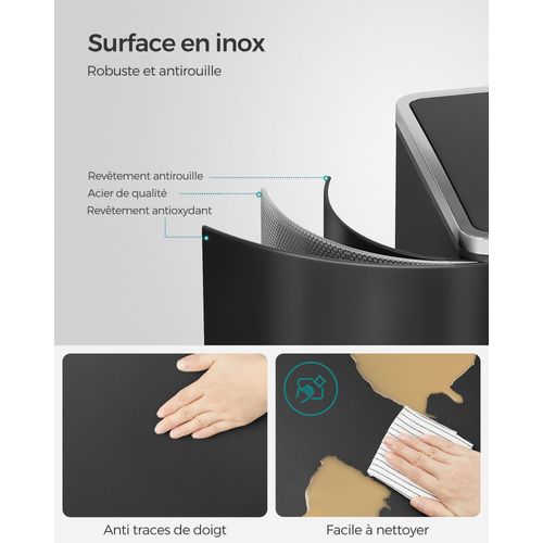 Poubelle 2 Pédales Poubelle Avec Double Compartiment 2 X 30 Litres Anti-traces De Doi