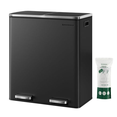 Poubelle 2 Pédales Poubelle Avec Double Compartiment 2 X 30 Litres Anti-traces De Doi