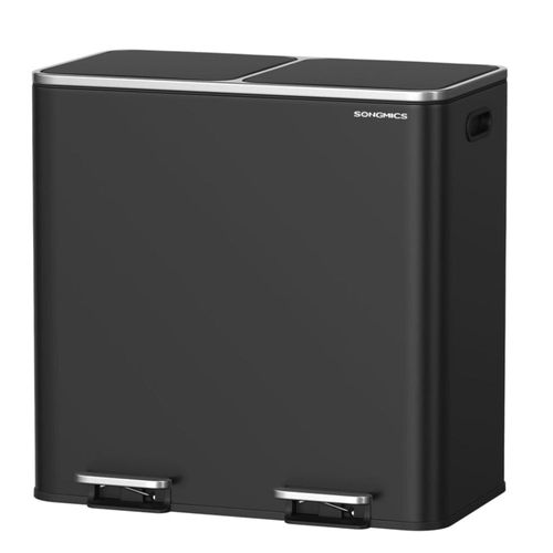 Poubelle à Double Compartiment 2 X 40 Litres Avec 15 Sacs Poubelles Pédales En Métal