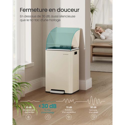 Poubelle De Cuisine 50 Litres Avec 15 Sacs Poubelle En Acier Seau Intérieur Amovible