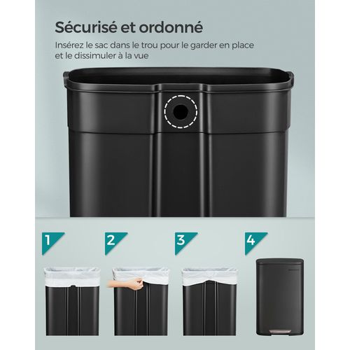 Poubelle De Cuisine 50 Litres à Pédale Avec Seau Intérieur En Plastique Couvercle Fer
