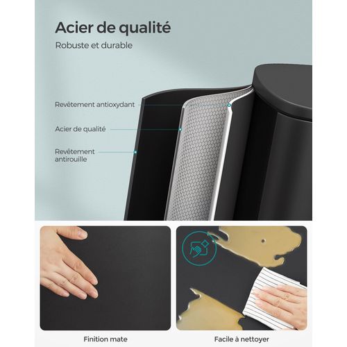 Poubelle De Cuisine 50 Litres à Pédale Avec Seau Intérieur En Plastique Couvercle Fer
