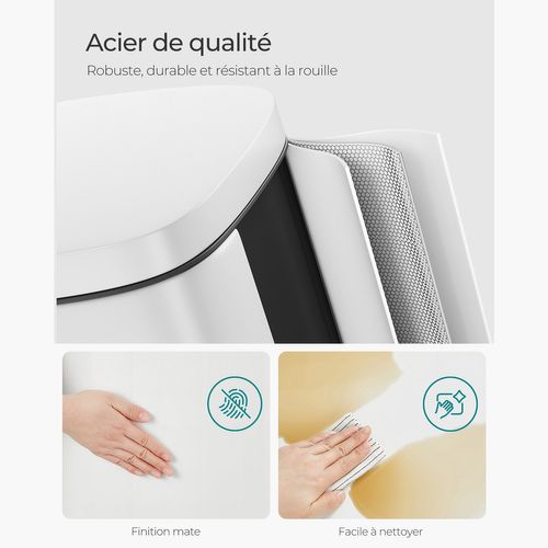 Poubelle De Cuisine à Pédale 35 X 23,8 X 63 Cm En Acier Inoxydable Seau Intérieur En