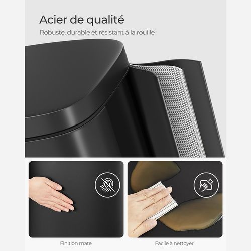 Poubelle De Cuisine à Pédale En Acier Inoxydable 34,8 X 29,7 X 63,3 Cm Seau Intérieur