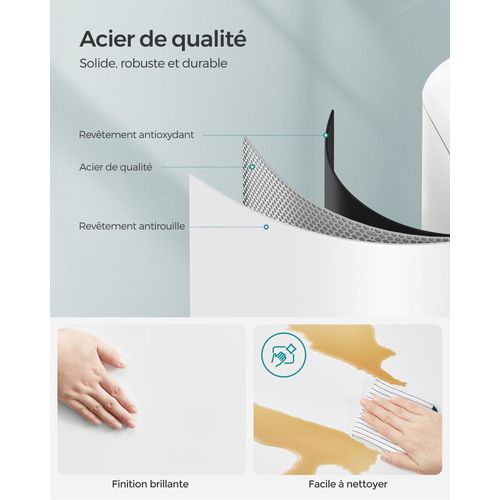 Poubelle De Cuisine En Acier Inoxydable à Pédale 30 Litres Blanc 12_0007212