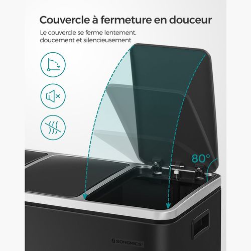 Poubelle De Recyclage Poubelle Triple Seau 3 X 18 Litres 3 Compartiments Mécanisme Ta