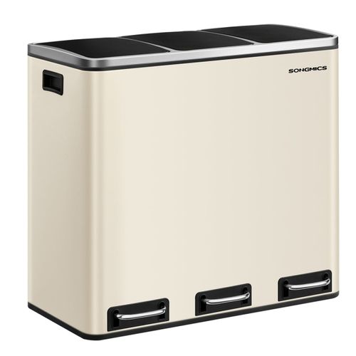 Poubelle De Recyclage Poubelle Triple Seau 3 X 18 Litres Compartiments Mécanisme Tamp