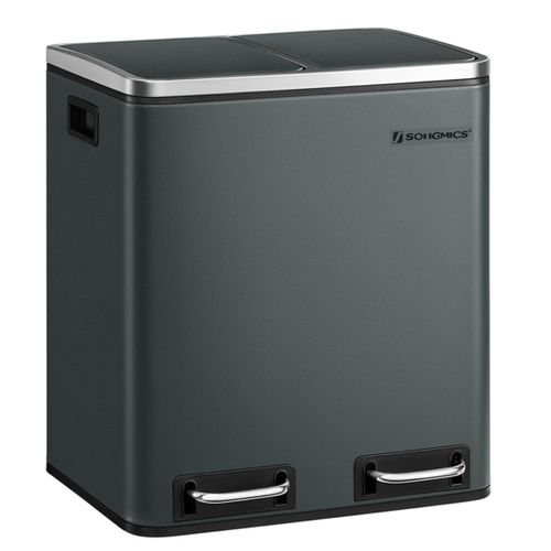 Poubelle En Métal 30l Poubelle à Double Compartiment 2 X 15 Litres Avec Seaux Intérie