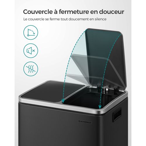 Poubelle En Métal 30 Litres Poubelle à Double Compartiment 2 X 15 Litres Avec Seaux I