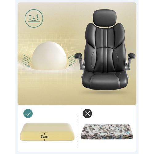 Siège De Bureau Pivotant Fauteuil Ergonomique Avec Accoudoirs Pliables Piètement