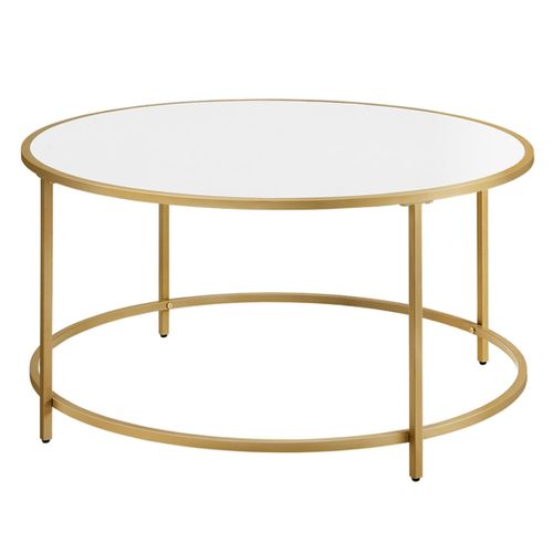 Table Basse Ronde Table De Salon 84 X 45,5 Cm Avec Dessus En Panneaux Cadre En Métal