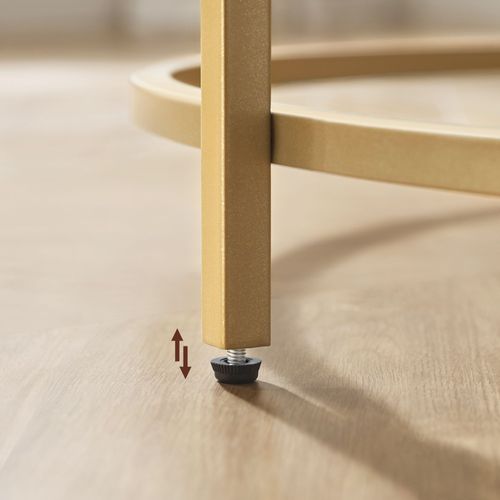 Table Basse Ronde Table De Salon 84 X 45,5 Cm Avec Dessus En Panneaux Cadre En Métal