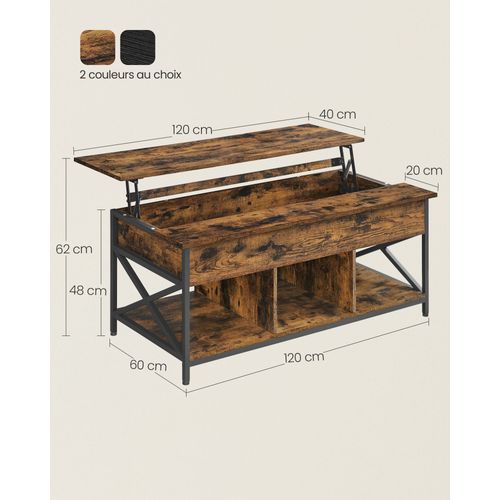 Table Basse Table De Salon Avec Plateau Relevable Avec Rangement Ouvert Et Compartiment