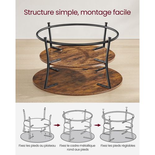 Table Basse Table De Salon Buffet Bas 2 Niveaux Avec Étagère De Rangement Montage