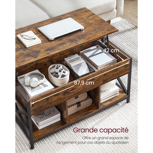 Table Basse Table De Salon Relevable Table Basse Avec Rangement Caché Et Compartiment