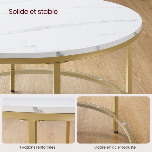 Table Basse Table De Salon Table Canapé Apéro Façon Marbre 80 X 46 Cm Support En Verre