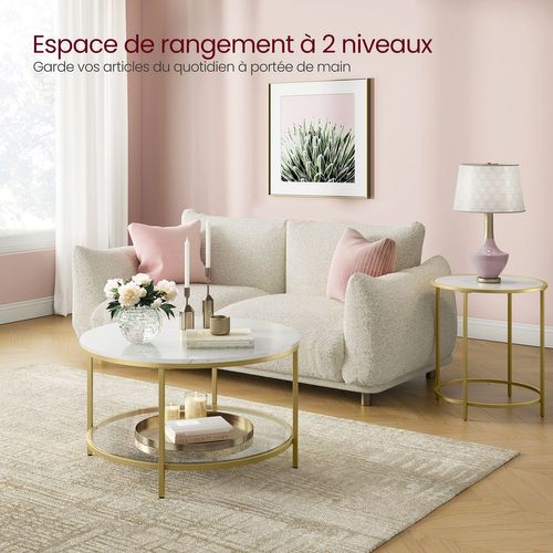 Table Basse Table De Salon Table Canapé Apéro Façon Marbre 80 X 46 Cm Support En Verre