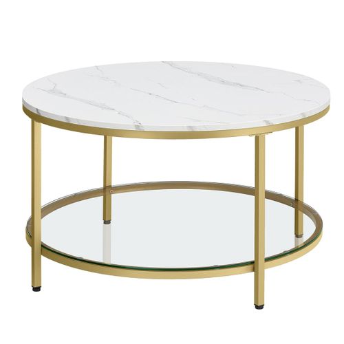 Table Basse Table De Salon Table Canapé Apéro Façon Marbre 80 X 46 Cm Support En Verre