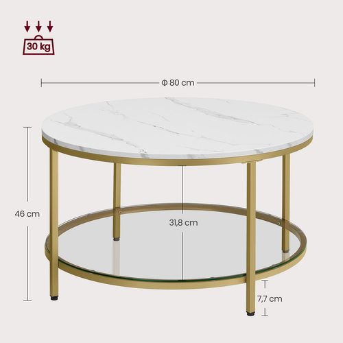 Table Basse Table De Salon Table Canapé Apéro Façon Marbre 80 X 46 Cm Support En Verre