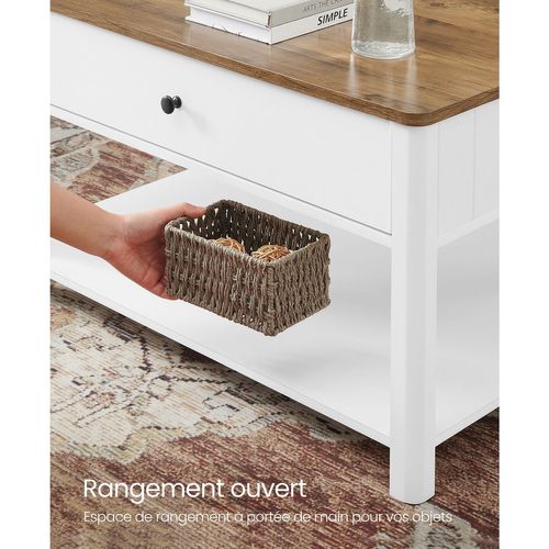 Table Basse Table De Salon Table D’appoint 2 Grands Tiroirs Avec Pieds Grand Espace