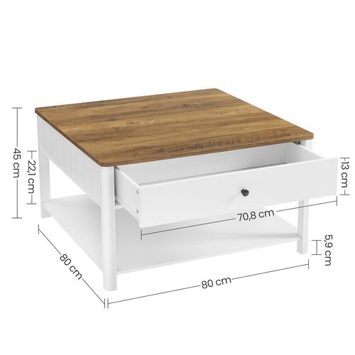Table Basse Table De Salon Table D’appoint 2 Grands Tiroirs Avec Pieds Grand Espace