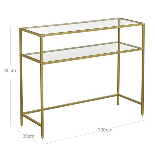 Table Console Table D’entrée 100 X 35 X 80 Cm Bout De Canapé Dessus De Table En Verre