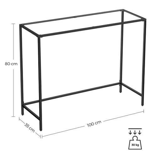Table Console Table D’entrée Bout De Canapé 100 X 35 X 80 Cm Dessus De Table En Verre
