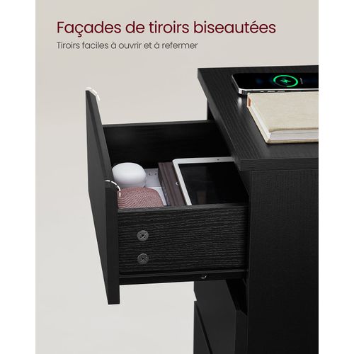 Table De Chevet Avec Multiprise Table D’appoint Avec 3 Tiroirs 2 Prises Ca 2 Ports Us