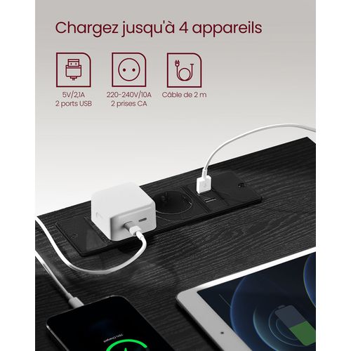 Table De Chevet Avec Multiprise Table D’appoint Avec 3 Tiroirs 2 Prises Ca 2 Ports Us