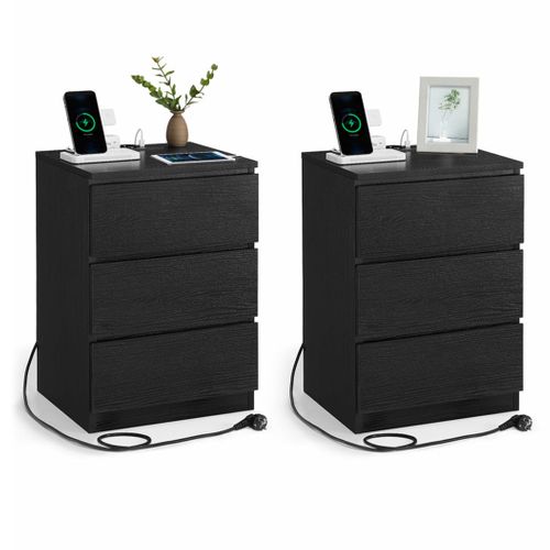 Table De Chevet Avec Multiprise Table D’appoint Avec 3 Tiroirs 2 Prises Ca 2 Ports Us