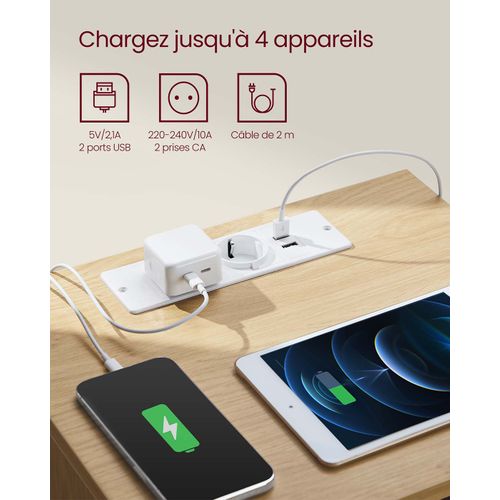 Table De Chevet Avec Multiprise Table D’appoint Avec 3 Tiroirs 2 Prises Ca 2 Ports Us