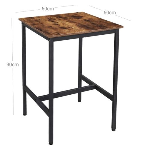 Table Haute Table De Bar Carrée Cadre En Acier Robuste 60 X 60 X 90 Cm Montage Facile