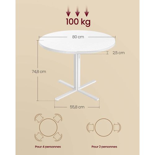 Table Ronde Table De Cuisine Pour 4 Personnes Style Campagnard Surface Résistante