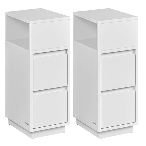 Tables De Chevet Étroite Lot De 2 Tables D’appoint Avec 2 Tiroirs Et Compartiment
