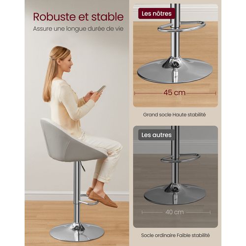 Tabouret De Bar Lot De 2 Chaise De Cuisine Réglable En Hauteur Pivotant à 360° Avec D