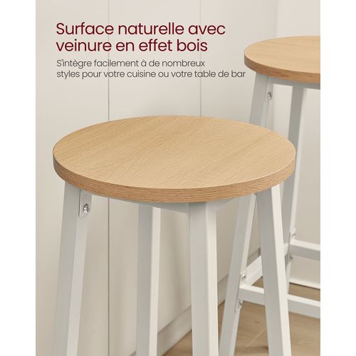 Tabourets De Bar Lot De 2 Chaises Siège Haut Cadre Métallique Montage Facile Hauteur