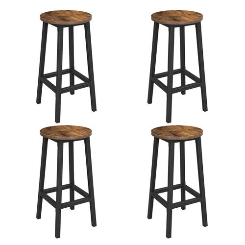 Tabourets Hauts Lot De 4 Chaises De Bar Siège De Cuisine Cadre En Acier Hauteur 65 Cm